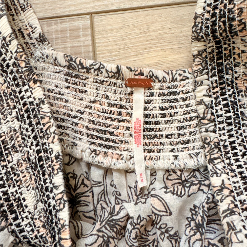 Free People Bonita Smocked Floral Cream Dress - Picture 3 of 9